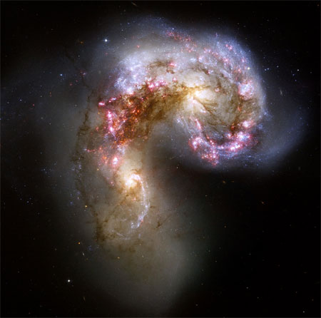 Hubble image of galaxies colliding